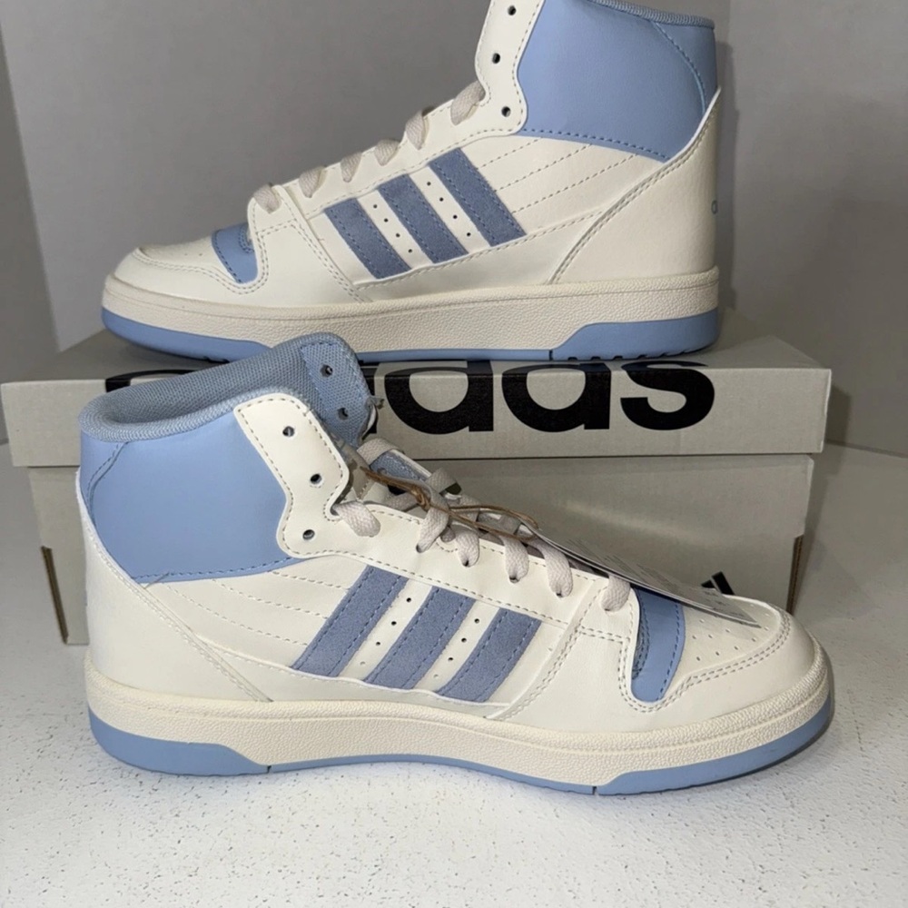 Adidas Cream and Light Blue High-Tops